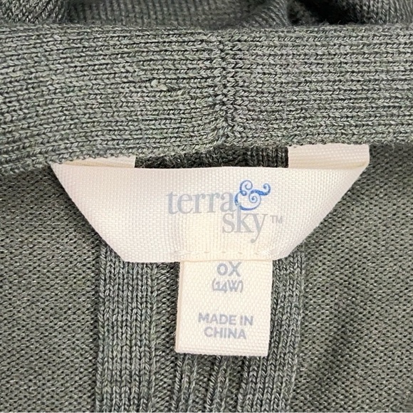 NWOT 0X Olive Green Lightweight Cardigan Sweater Long Sleeve Open Front Shrug - Picture 10 of 12